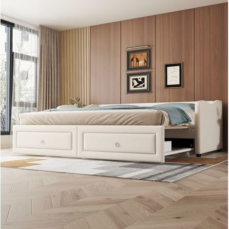 letto contenitore 90x200 con cassetti beige minimal OKMYHOME (1/5)