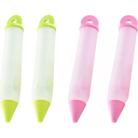 Stylo À Glacage En Silicone - 4 Pièces Avec Embouts À Décorer - Pour Gâteaux Pâtisseries Et Desserts - Lot Complet (1/5)