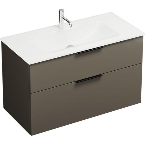 Vasque en verre Burg Eqio + meuble sous-vasque gris brillant/blanc GR0200