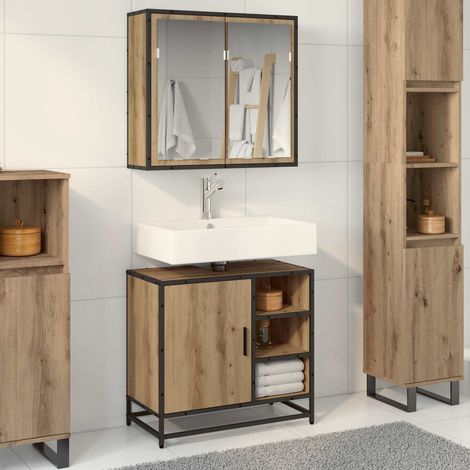 Badezimmermöbel-Set mit Regal 2 pcs Artisan-Eiche Holzwerkstoff (1/5)