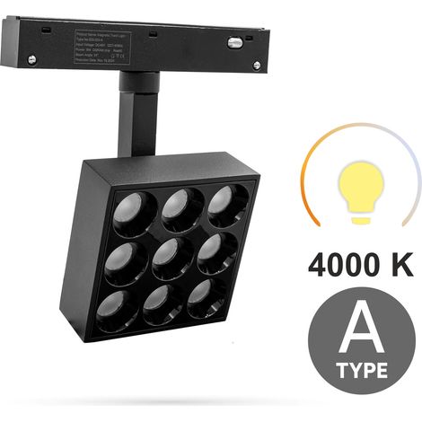 Faretto quadrato a griglia 9W 4000K neutro GG9 Tipo A per binari magnetici SMART TRACK 48VDC (1/5)