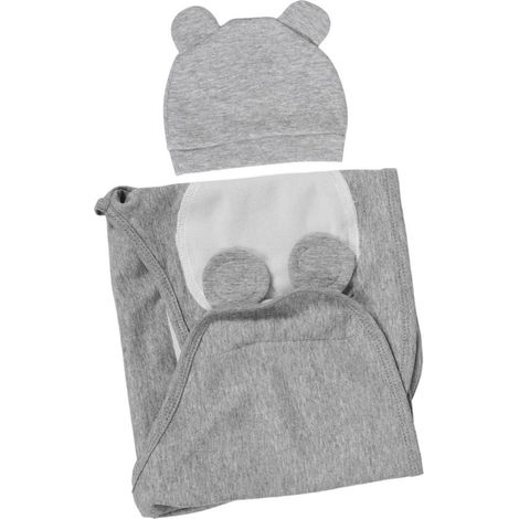 Couverture D'emmaillotage en Coton Doux Set 1 avec Bonnet Gris pour Bébé Confortable et Respirant pour -né pour Tous Climats et Toutes Saisons (1/3)