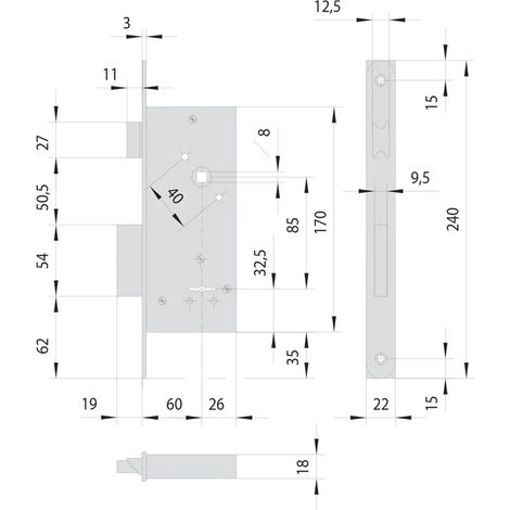 SERRATURA A DOPPIA MAPPA DA INFILARE PER FASCIA PER LEGNO ART. 57211 E 60 - CISA