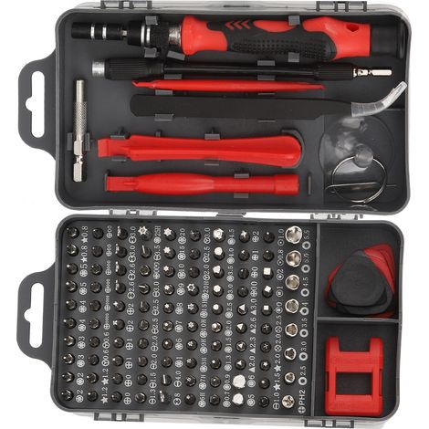 Kit de tournevis multifonctionnel 115 en 1 pour la réparation et le démontage de montres et de téléphones (rouge) (1/5)