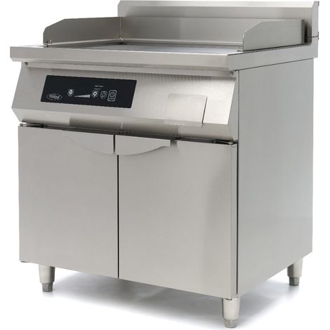 Plancha à induction 700 - lisse et rainurée - 10 000 W - double - avec support - Maxima
