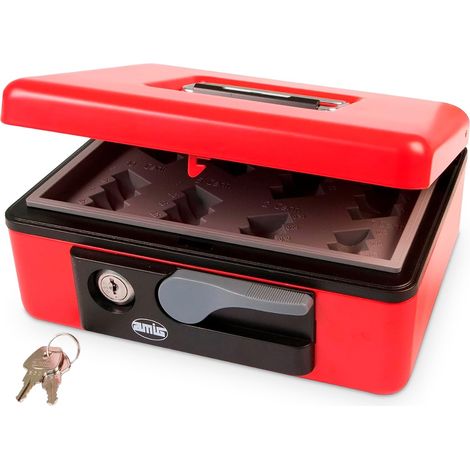 AMIG Coffret à monnaie 2500 165 x 125 x 80 mm Acier Rouge (1/4)
