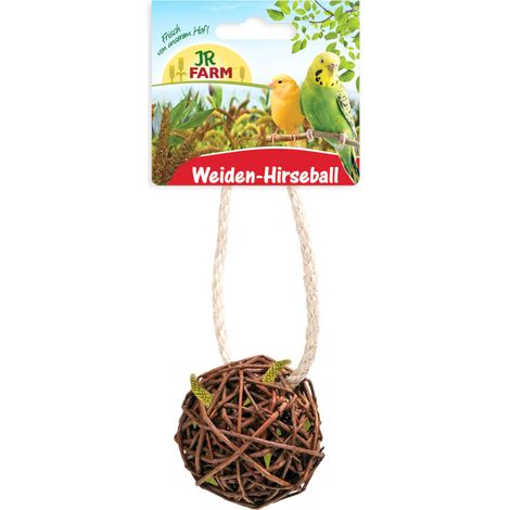 JR FARM Weidenball gefüllt mit Hirse - ein leckerer Snack für alle Papageien 25g (1/4)