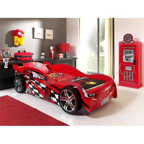 TURBO - Lit Voiture de Course 90x200cm + Armoire 1 Porte (1/4)
