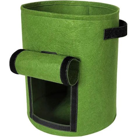 Sac de culture en feutre non tissé vert foncé - 37 L (1/2)