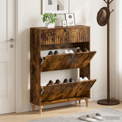 vidaXL Shoe Cabinet ALKMAAR 78 x 24 x 103 cm Engineered Wood (1/5)