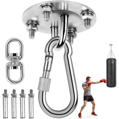 Crochet de plafond robuste en acier inoxydable, capacité de 400 kg, pivotant à 360°, pour suspendre une chaise, une balançoire, un sac de frappe, un sac de yoga ou un hamac.