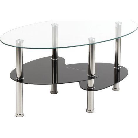 Couchtisch Wohnzimmertisch Kafeetisch Hochglanz Beistelltisch 905043cm Glas schwarz