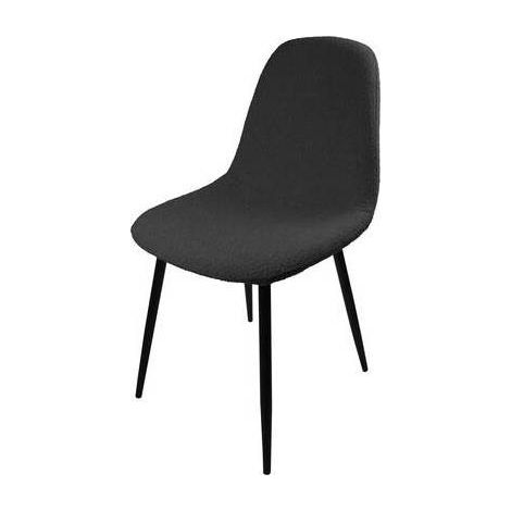 4 x SEDIA VILLA GRIGIO SCURO TESSUTO BOUCLE