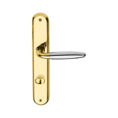 Ouvre&Déco – 2 poignées de porte ROBIN verron condamnation, laiton poli chrome brillant entraxe 195 mm