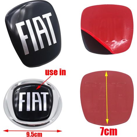 (S 7 cm FIAT, autocollant époxy noir) 1 autocollant époxy noir de 7 cm, 7,5 cm ou 9 cm pour logo avant de voiture, calandre, pare-chocs arrière, hayon, coffre. Accessoires compatibles avec FIAT. (1/4)