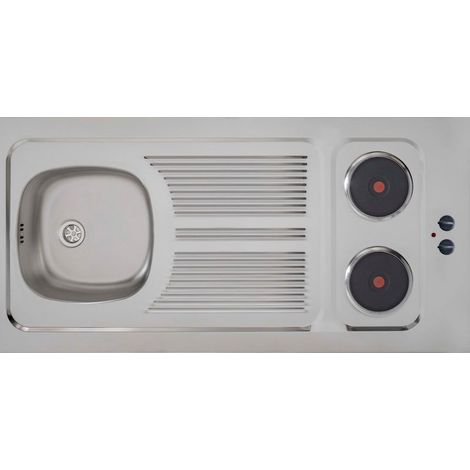 [JAMAIS UTILISE] Kitchenette MODERNA avec Évier 120x60cm avec 1 Égouttoir et 2 Feux Électriques 1500W - KIMO1060 (1/5)
