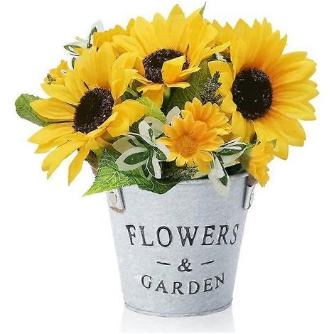 Fleurs artificielles, tournesols artificiels en pot, fleurs décoratives artificielles (1/4)