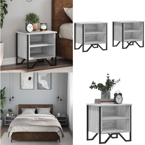 vidaXL Nachttische 2 Stk. Grau Sonoma 40x30x40 cm Holzwerkstoff (1/5)