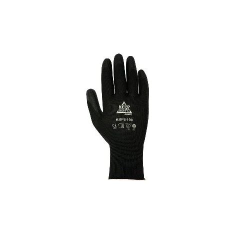FPLUS guante poliest.negro t-9 kspu100 , KEEP SAFE
Guante sin costuras de poliéster recubierto de poliuretano en la palma