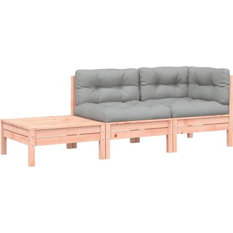 Canapé de jardin Divan de jardin et coussins repose-pied bois massif douglas (1/5)