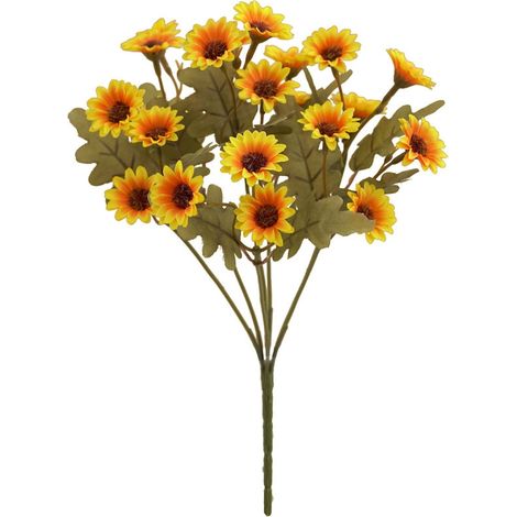 Fleurs Artificielles Automne - Chrysanthèmes Et Marguerites En Soie - Décoration Intérieure Et Extérieure Pour Pot, Jardinière, Balcon - Lot De 7 Bouquets (1/5)