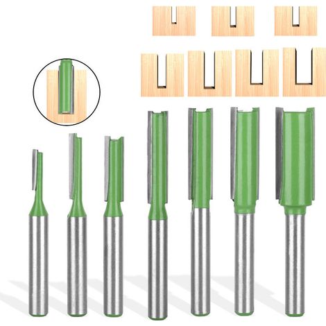 7 Pièces Fraise Droite Defonceuse, Routeur Droite à Simple Duble Flûte à Bois, fraise defonceuse 6mm, pour Bois Carbure de TungstèNe Outil de Travail Du Bois (1/5)