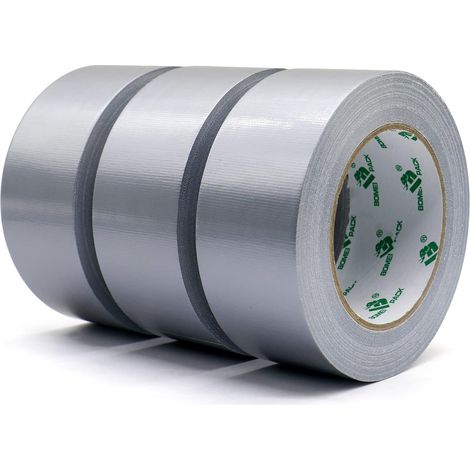 Ruban Adhésif Toilé Gris, Heavy Duty Duct Tape 3 rouleaux 50 mm x 50 m pour les travaux de réparation, fixation, de scellage, d'étiquetage et de rénovation (1/5)