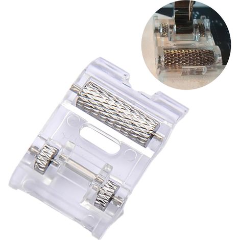 CCYKXA  2PCS Sewing Machine Presser Foot Kit, Non-Stick Teflon Roller Presser Foot, Multifunctional Transparent Sewing Presser Foot Compatible with Various Sewing Machines