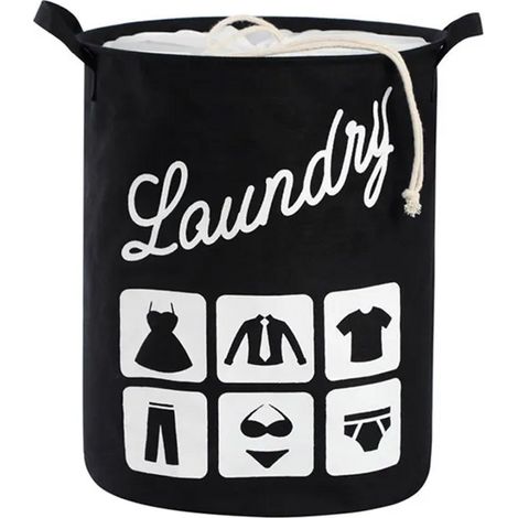Panier à linge en tissu pliable, grand sac à linge en coton, panier de rangement pliable (1/5)