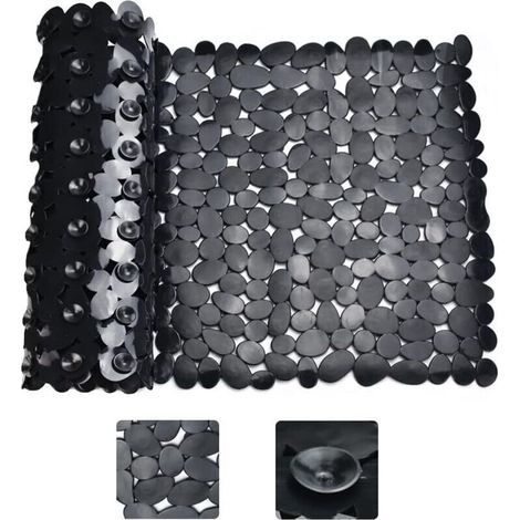 （88x40cm）Tapis de Douche Antidérapant Noir Rectangle Tapis de Baignoire Antidérapant Anti Moisissure Tapis de Bain Antidérapant pour Baignoire Tapis