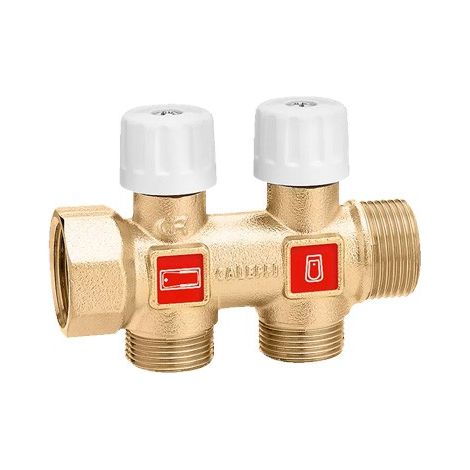 Collettore semplice con valvole di intercettazione 2 derivazioni Caleffi 354052  3/4” - 2