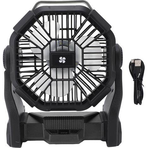 Eosnow Outdoor Camping -Fan Professioneller effizienter USB -wiederaufladbares Zelt mit LED -Laterne für Schwarz