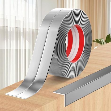 Silver corner protector, 2 cm x 1 m, 1 roll, self-adhesive and flexible indoor and outdoor corner protector. (1/5)