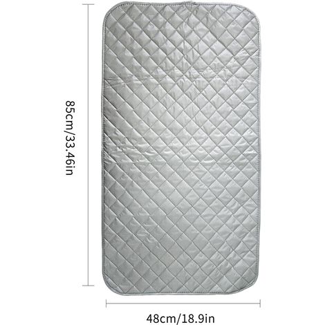 Nappe de Repassage Isolante Couverture de Repassage à la Vapeur Coton Tapis De Repassage Sur table Portable pour Lave-linge Sèche-linge Voyager la Maison Argent 48  85 cm
