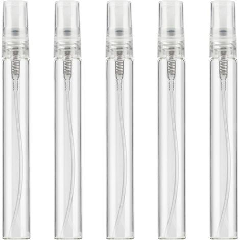 5Pcs 10ML Grass Perfume Spray Bottle Clear Refillable Atomizer Small Empty Fine Mist Liquid Containers for Essential Oils