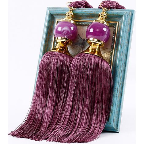 2 Pièces Attache Rideau Décoratif Souple et Délicat, Support pour Rideaux Maison Hôtel Violet Foncé (1/5)