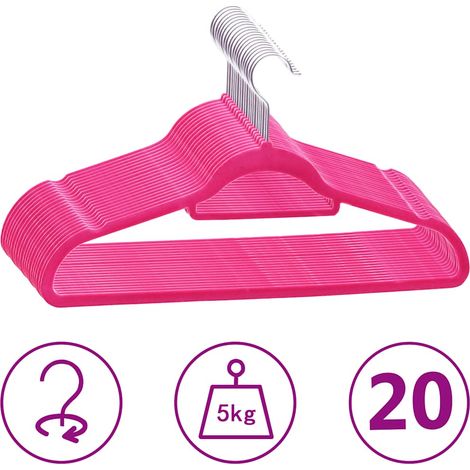 vidaXL Cintres antidérapants 20 pcs Rose Velours (1/5)