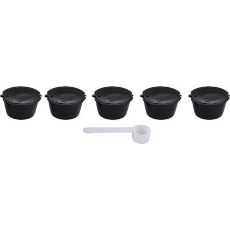 Capsules de café réutilisables de 50ml, 5 pièces, tasse filtrante avec cuillère pour Machine DOLCE GUSTO, noir (1/5)