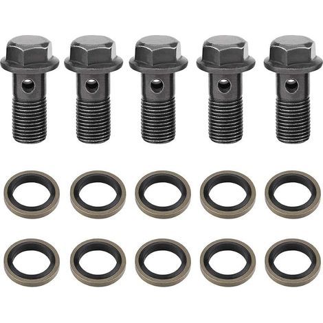 Boulon Banjo, 5 Pièces Boulons Banjo de Frein de Moto et Rondelles Banjo pour maître-cylindre d'étrier de Frein M10 x1.0mm (1/5)