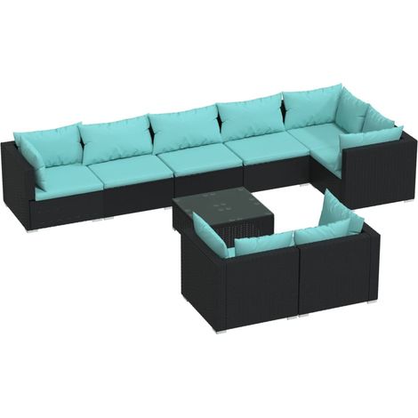 Maison Exclusive - 9-tlg. Garten-Lounge-Set mit Kissen Schwarz Po