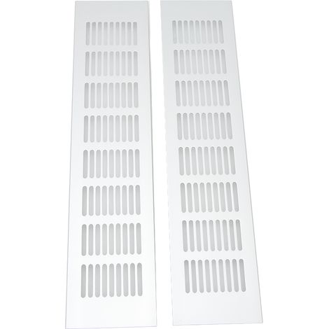 Grille de ventilation rectangulaire en alliage d'aluminium conditionnée, adaptée aux armoires, aux meubles à chaussures et aux penderies, mesurant 80 x 350 mm. (1/5)