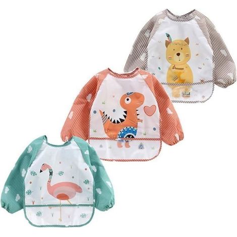 Set de 3 Bavoir Etanche à Manchs Longues Tablier d'Alimentation de Peinture pour Les Enfants de 6 Mois multicolore BAVOIR (1/4)