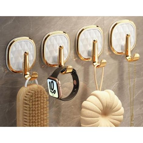 Vier selbstklebende Acrylhaken, geeignet für Badezimmer, Küchen, Schlafzimmer usw., wasserdichte Aufbewahrung, weiß. (1/5)