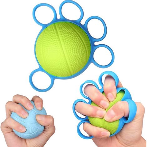 Balle d'exercice pour les doigts - Balle de préhension, balle de thérapie pour la main - Balle anti-stress - Entraîneur de force de préhension - Verte (1/4)