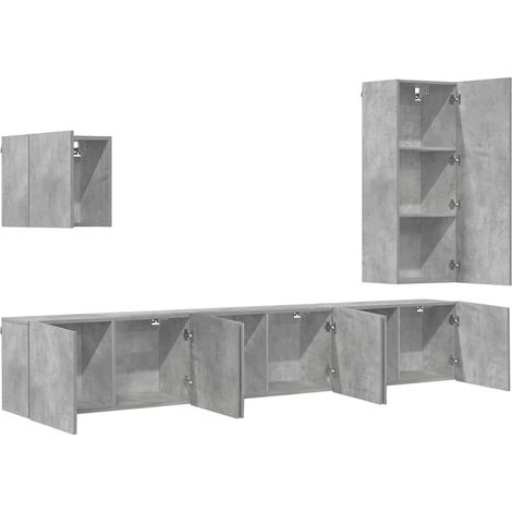 Maison Exclusive - 5-tlg. Wohnwand Betongrau Holzwerkstoff (1/5)