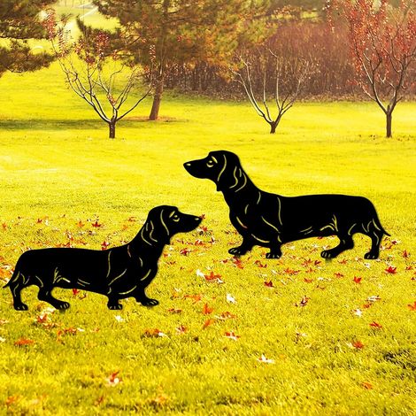 2 Pièces Décoration de Jardin pour Chien en métal, Piquets de Jardin décoratifs de Chiens en métal, décoration extérieure de Chien pour Jardin Pelouse Amoureux de Chiens (1/5)