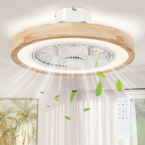 Ventilatore da soffitto reversibile con luce e telecomando, 6 velocità, timer, luminosità regolabile, legno naturale