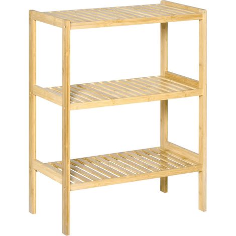MOBILE MULTIUSO 3 LIVELLI SALVASPAZIO IN LEGNO 62X33X80CM NATURALE (1/5)