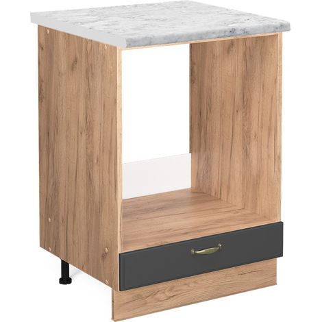 Herdumbauschrank Fame-Line, Anthrazit-Gold, 60 cm , AP Marmor, Vicco