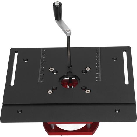 Plateau élévateur pour défonceuse manuel kit base insérée table à toupie aluminium inox 240x200mm 51mm 64-66mm (1/5)